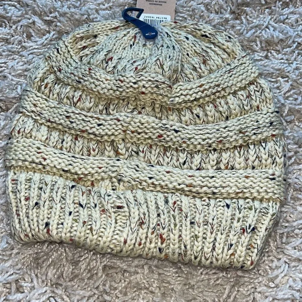 NWT C.C Colorful Lemonade Confetti Cable Knit Beanie